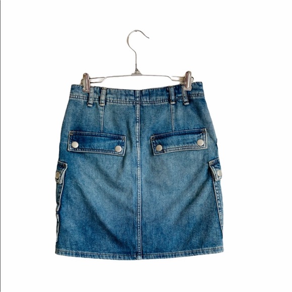Free People Women's Icon Wash Cotton Avenue Utility Denim Mini Skirt Sz 26 - Picture 3 of 6